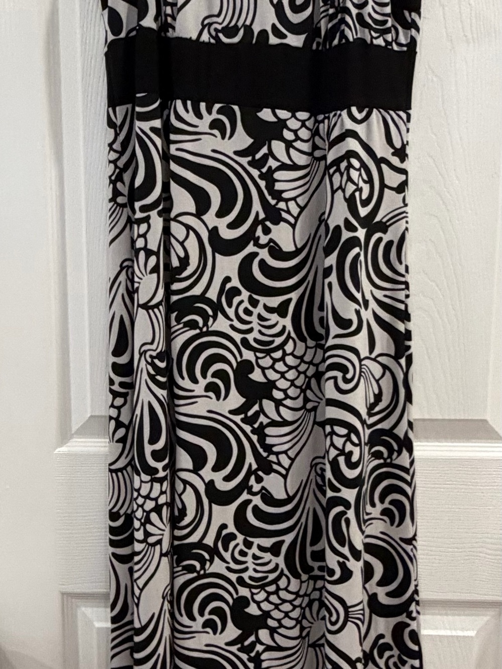 Black & White Patterned Women's Midi Dress